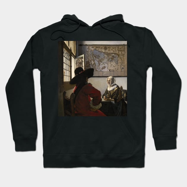 Officer and Laughing Girl by Jan Vermeer Hoodie by Classic Art Stall